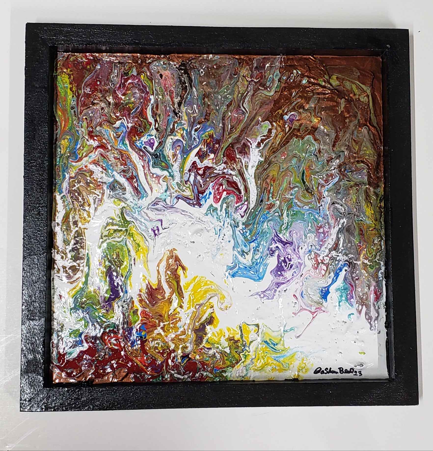 Original Canvas Fluid Art in a Frame store