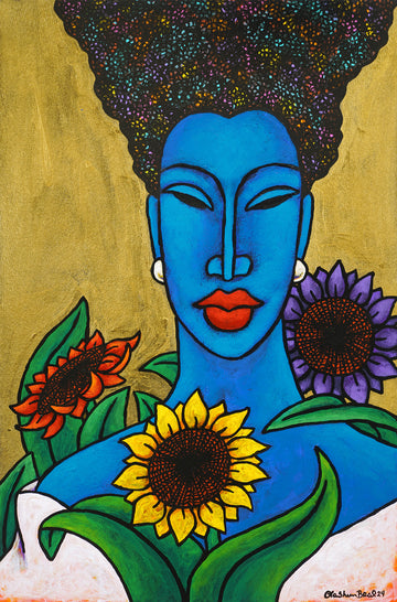 Indigo Bloom #6 Giclee on Canvas